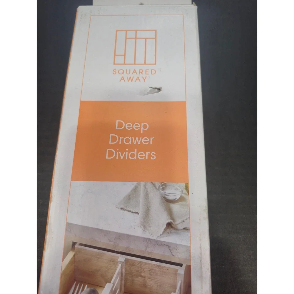 Squared Away Deep Drawer Dividers Set of 2 Light Bamboo White Expandable